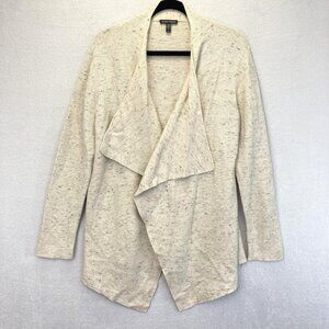 Eileen Fisher Open Front Drape Cardigan Womens Medium M Off-White Organic Wool